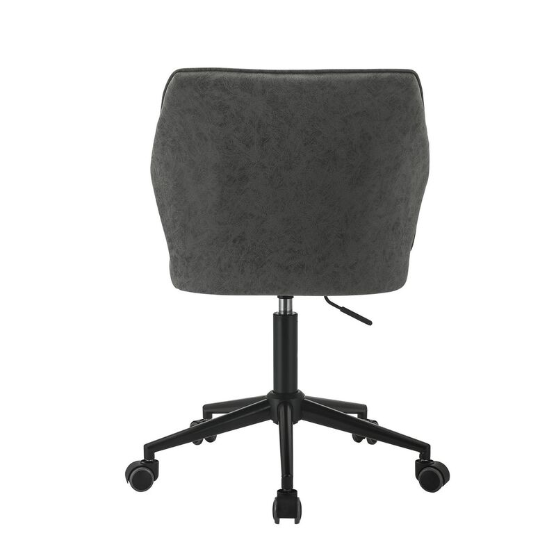 Swivel Office Chair with Stitching Details and Starbase, Gray-Benzara
