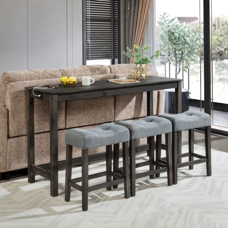 Kepfuf 4‑Piece Farmhouse Bar Table Set image number 1
