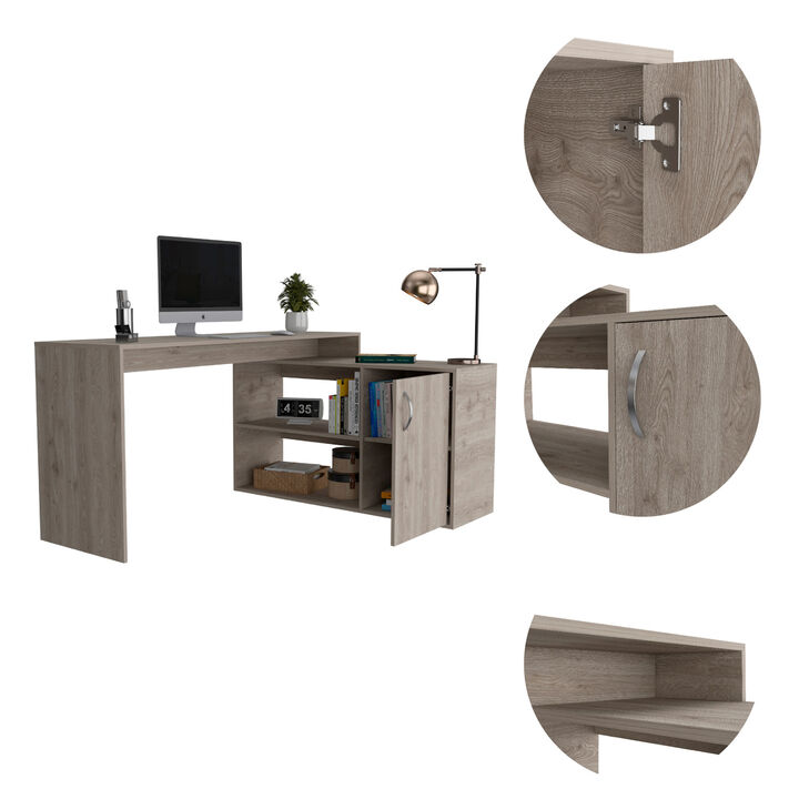 Streamdale Ridley 2-Shelf L-Shaped Writing Desk Light Gray