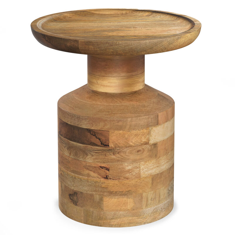 Haynes 16 inch Wide Solid Mango Boho Accent Table in Natural, Assembled