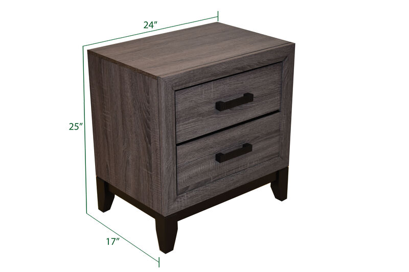 Streamdale Sierra Contemporary Style 2Drawer Nightstand Made With Wood In Gray