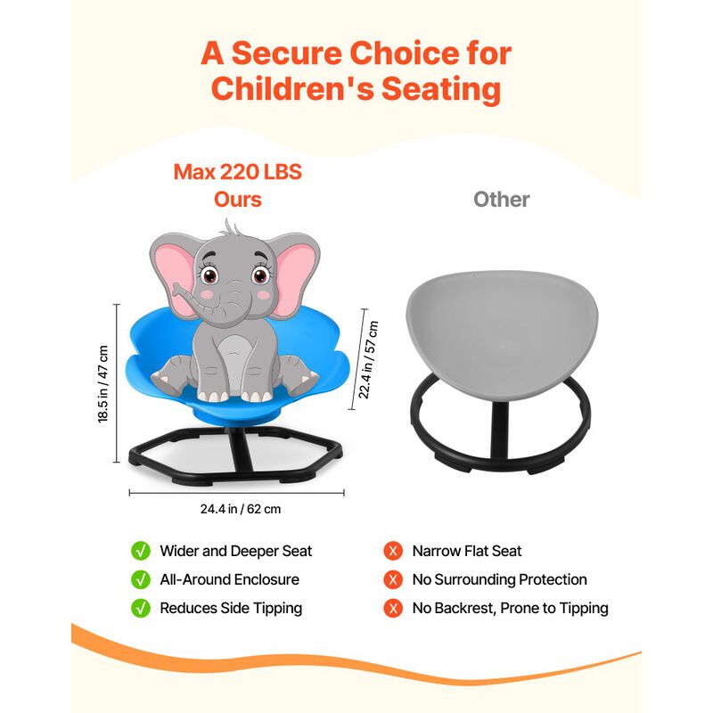 Toddler Sensory Swivel Chair Cylinder Shape Spin Seat with Metal Base image number 7