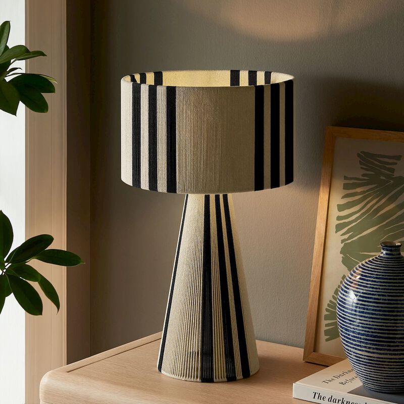 Gia Handwoven Cotton Thread Striped or Plain Table Lamp image number 8