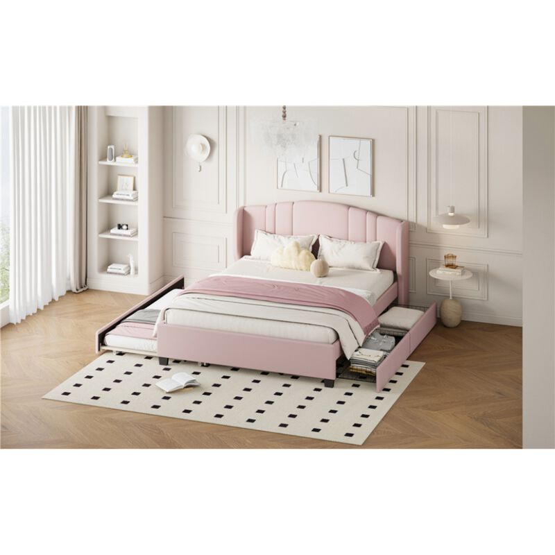 Dolf Queen Linen Upholstered Platform Bed Frame image number 6