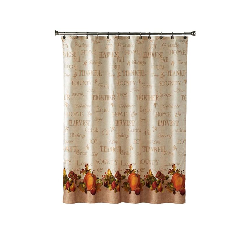 SKL Home Saturday Knight Ltd Harvest Bounty Lightweight Fabric Design And Harvest Themed Shower Curtain - 70x72", Natural