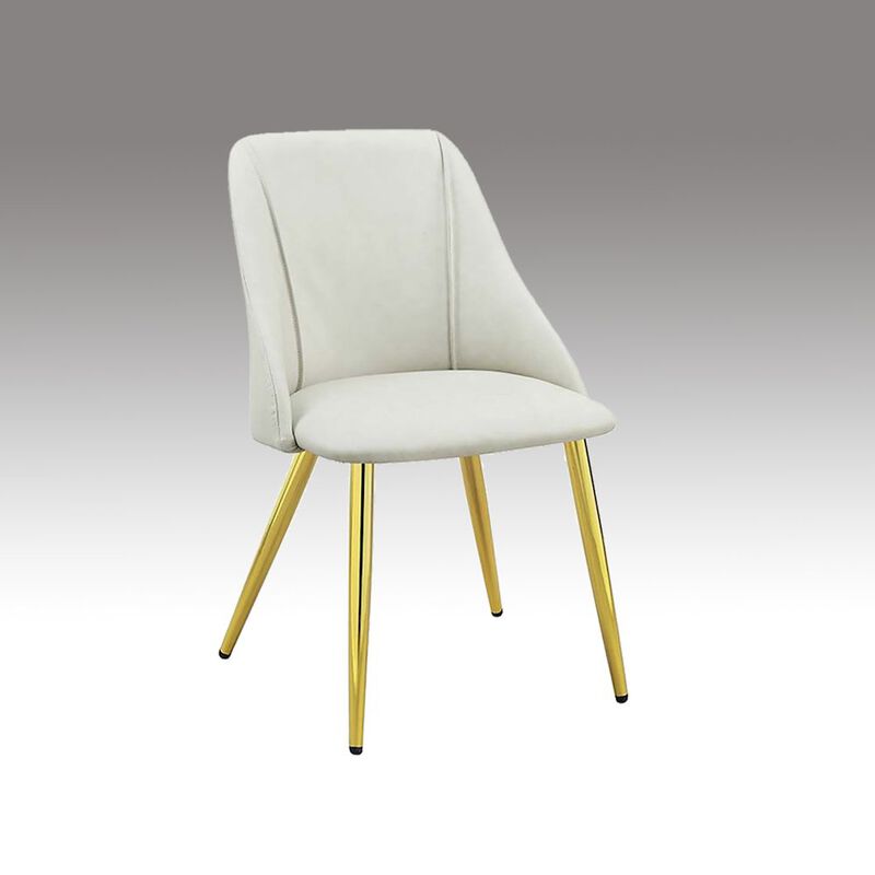 Simple Relax Set of 2 PU Padded Dining Side Chair with Metal Legs in White Finish image number 4