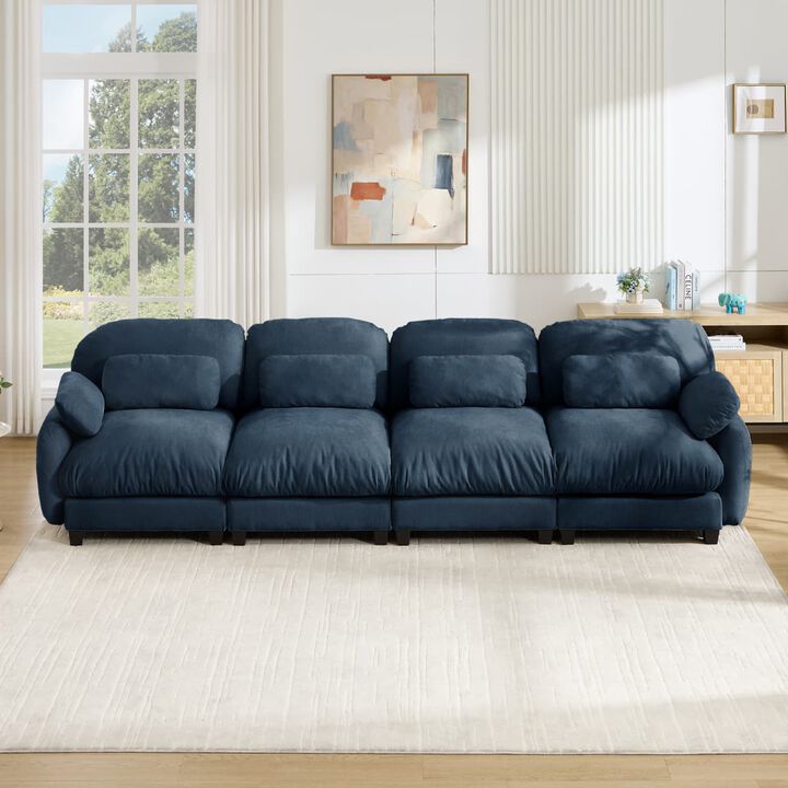 4 seat oversized modular sofa couch, Chenille cloud sofa with deep seats and lumbar pillows, Modern sofa couch for spacious living room