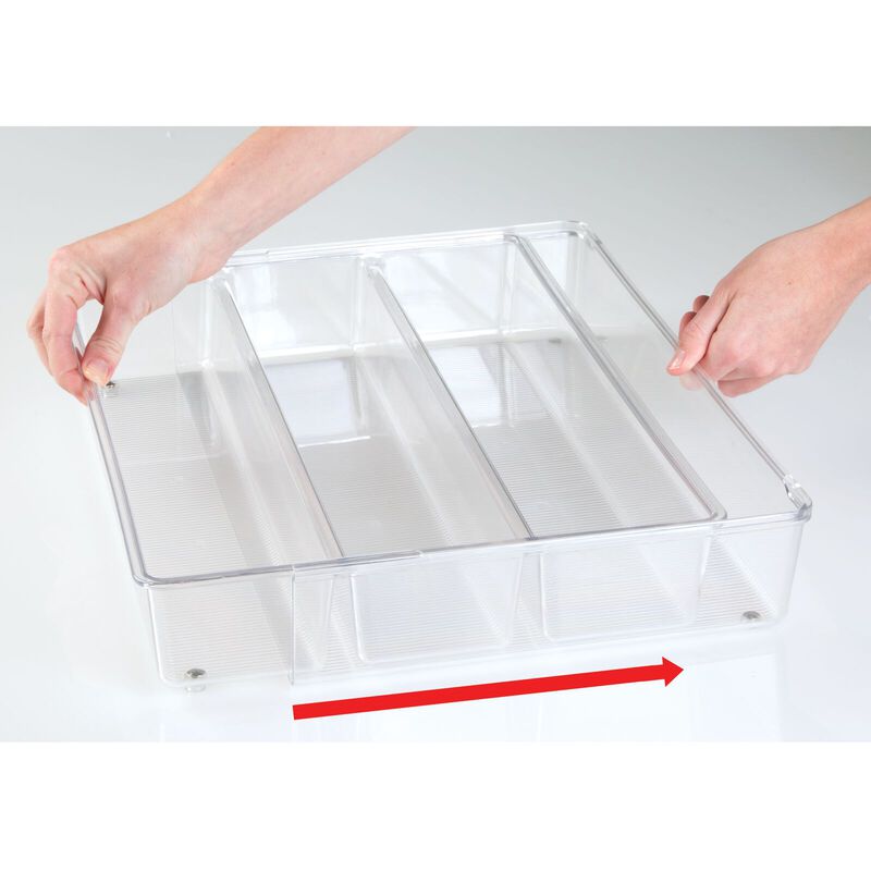 mDesign Plastic Adjustable/Expandable Drawer Storage Organizer, 4 Pack, Clear image number 6