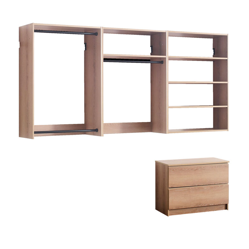 Devi Oak Freestanding Walk in Wood Closet System