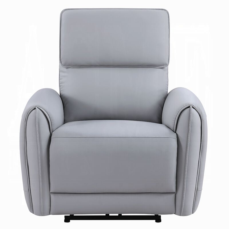 Jero Power Motion Recliner Armchair with USB Port, Light Gray Faux Leather image number 2