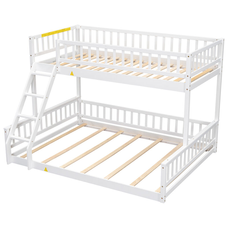 Whisen Twin XL over Queen Bunk Bed with Ladder and Guardrails