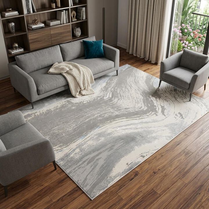 HomeRoots Abstract Non Skid Area Rug