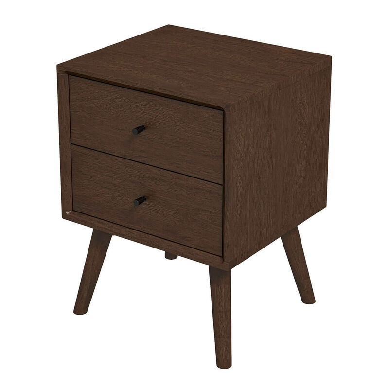 23.6" Assembled Mid Century Nightstand 2-Drawer Solid Wood image number 0