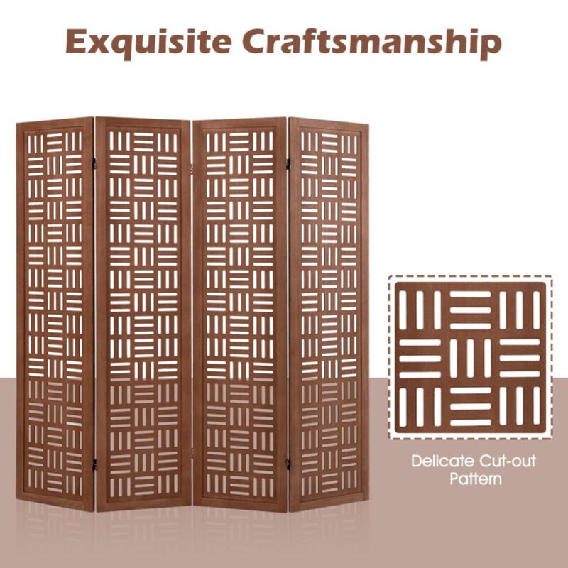 Hivvago 4-Panel Solid Wood Room Divider Folding Partition Stand