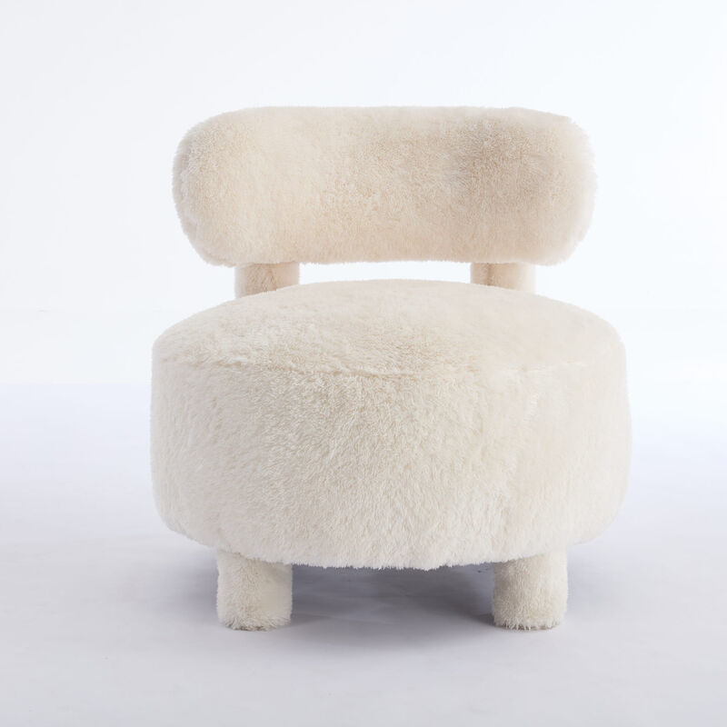 GOODSILO Curved Wingback Accent Chair with Plush Fur Fabric Upholstery for Enhanced Comfort and Modern Seating image number 0