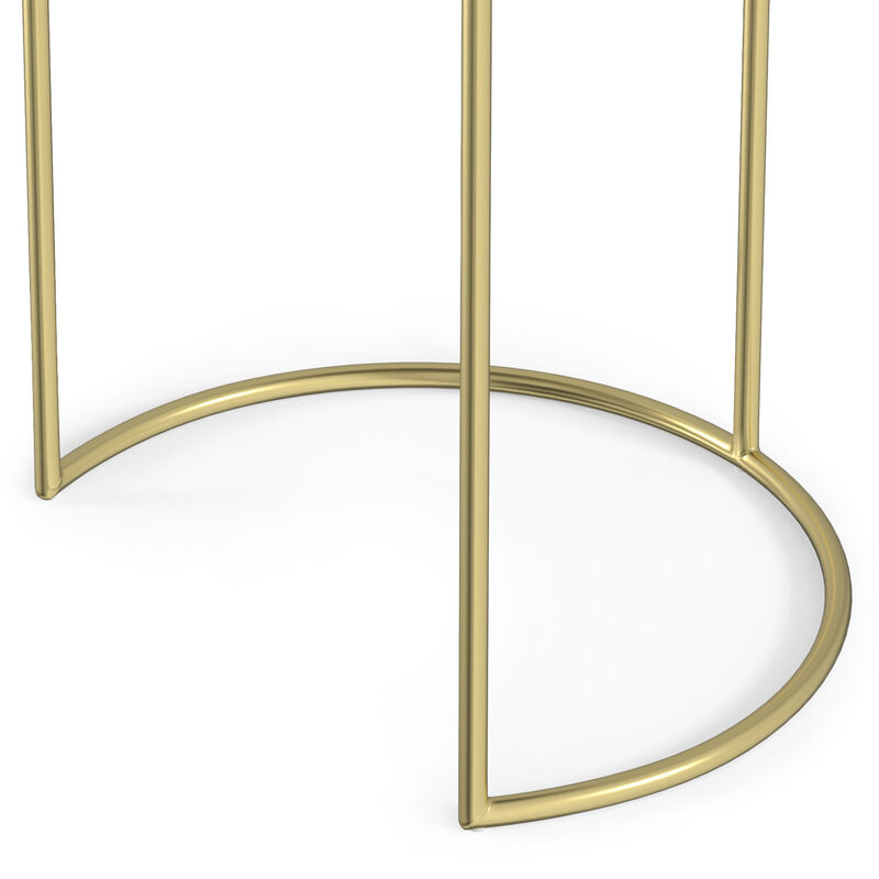 Ashley Modern Contemporary 16 inch Wide Metal 2 Pc Nesting Table in Gold , Fully Assembled