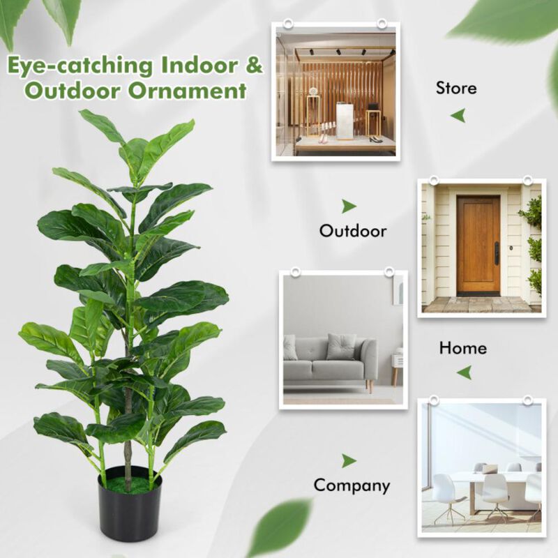 Hivvago 2-Pack Artificial Fiddle Leaf Fig Tree for Indoor and Outdoor