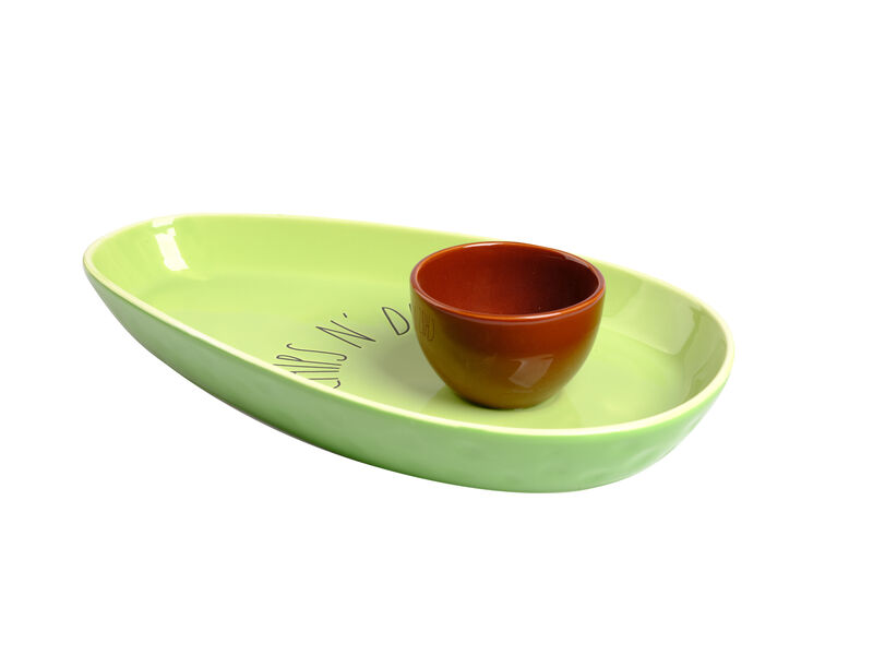Ceramic Avocado Chip and Dip Serving Plate