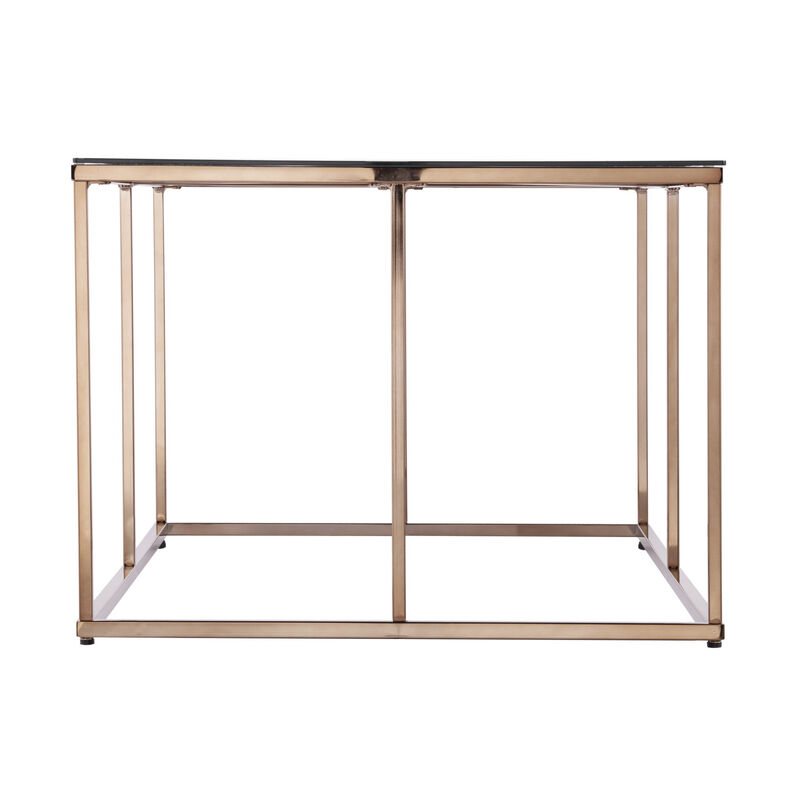 HomeRoots 42" Clear and Champagne Glass and Metal Coffee Table image number 3