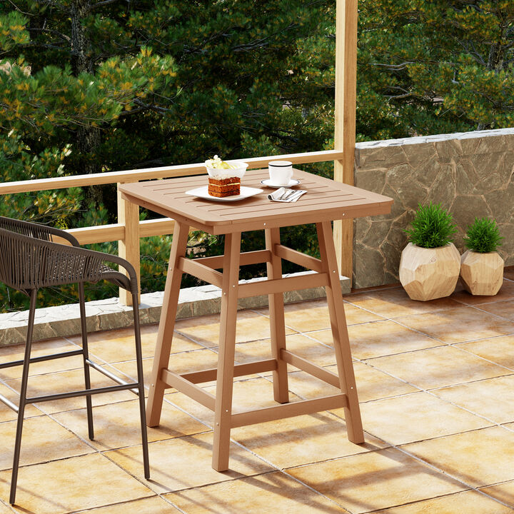 WestinTrends Square Outdoor Patio Counter High Bistro Bar Table With Umbrella Hole