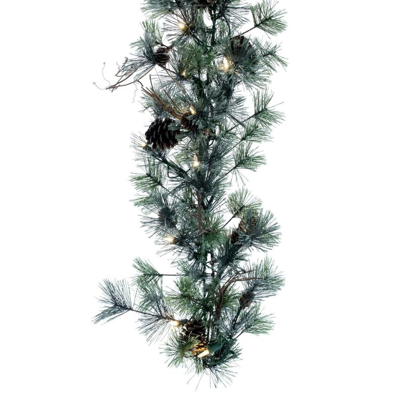 Vickerman 9' Dakota Artificial Christmas Garland - Warm White Dura-lit LED Mini Lights - Faux Christmas Garland - Indoor Seasonal Home Decor - Garland for Mantle - Garland for Staircase image number 2