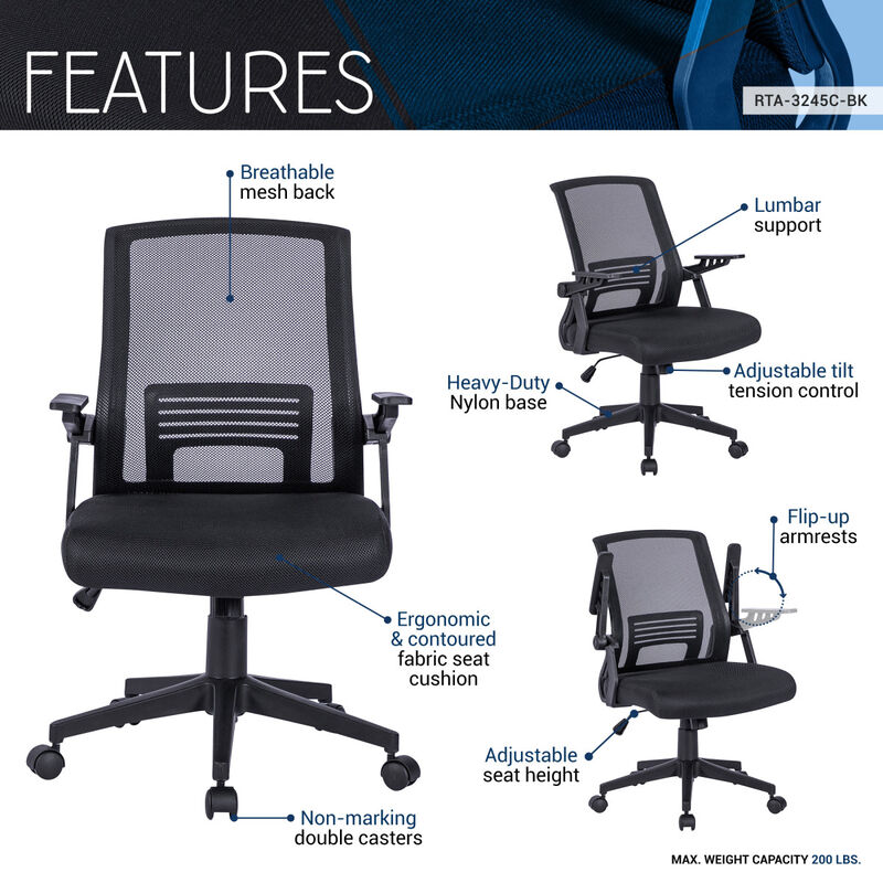 Streamdale Ergonomic Office Mesh Chair, Black