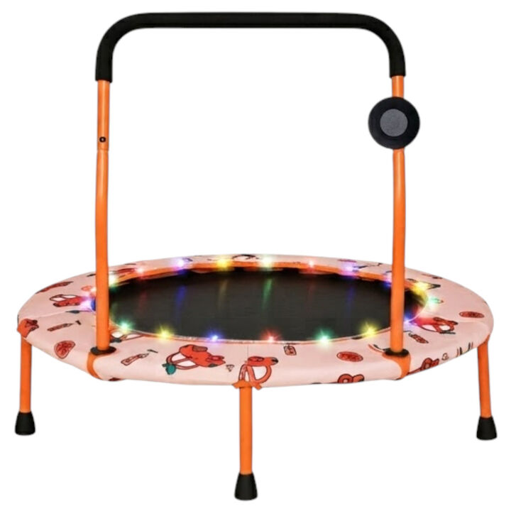 Kids Mini Trampoline with Colorful LED Lights and Bluetooth Speaker
