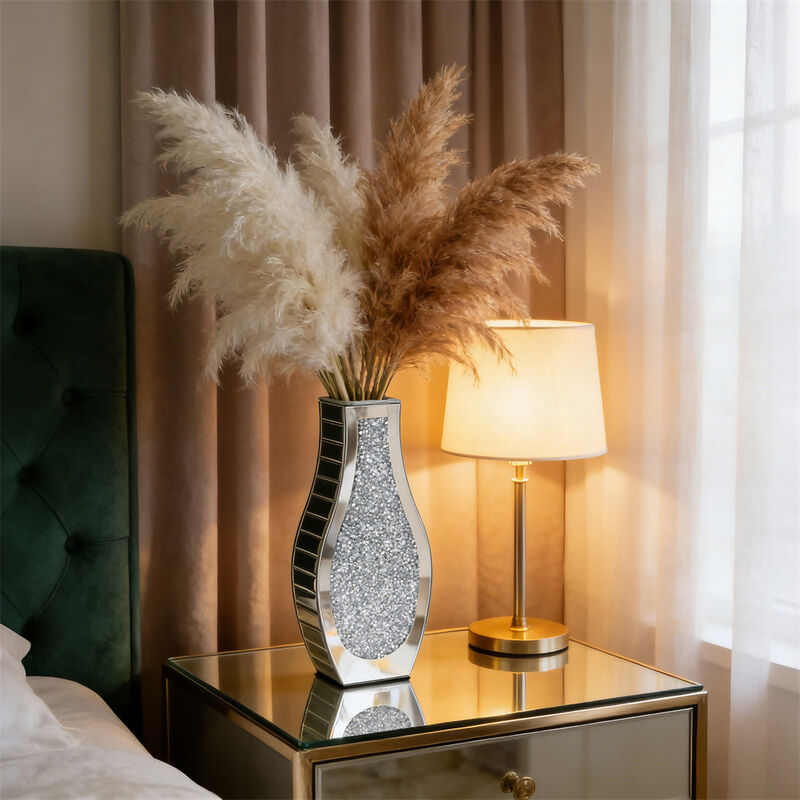 Silver Mirror Crushed Diamond Vase Mirrored Desktop Decor for Dry Flowers Home image number 8