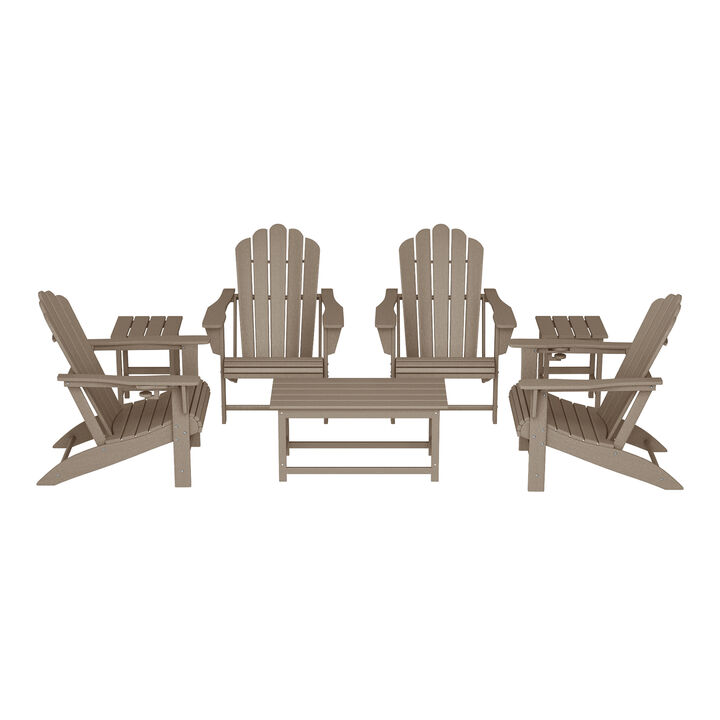 WestinTrends 7-Piece HDPE Outdoor Patio Furniture Adirondack Conversation Set