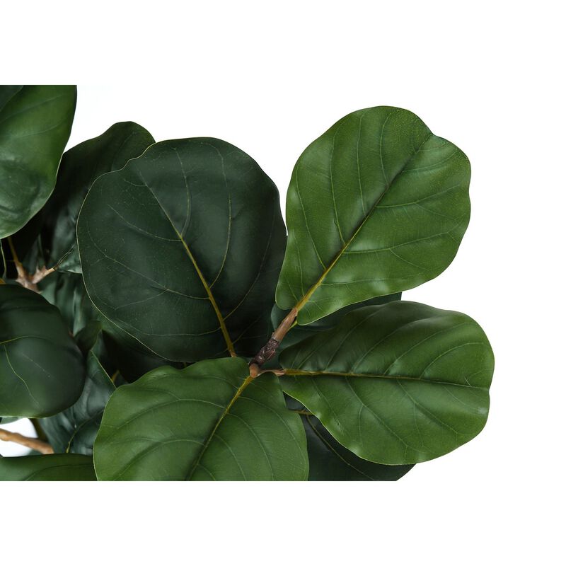 Monarch Specialties I 9511 - Artificial Plant, 32" Tall, Fiddle Tree, Indoor, Faux, Fake, Floor, Greenery, Potted, Real Touch, Decorative, Green Leaves, Black Pot