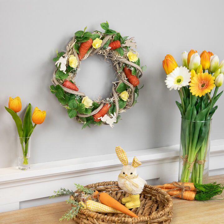 Mixed Floral and Carrots Artificial Easter Wreath - 11.5"