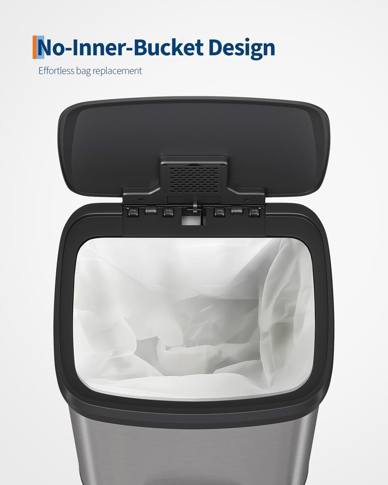 Rustproof Large Metal Step Kitchen Trash Can, Soft Close Lid with Liner Rim & Rear Handle, Hands-Free Quiet Durable Waste Bin image number 2