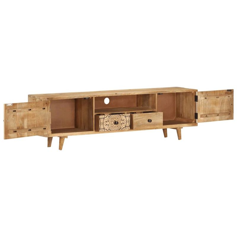 TV Stand Multicolor Solid Mango Wood 55.1 in TV Stand