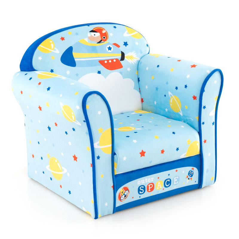 Toddlers Sofa Chair with Velvet Fabric Cover High Density Sponge Filling