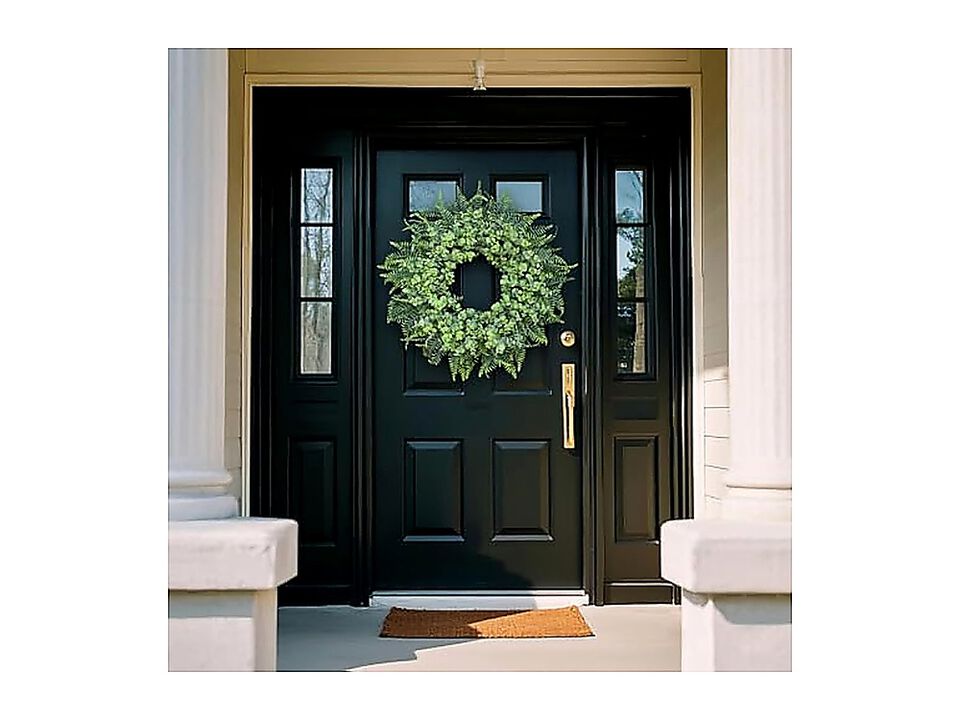 26 Eucalyptus Boston Ferns Wreath Front Door Large Artificial Greenery Outdoor