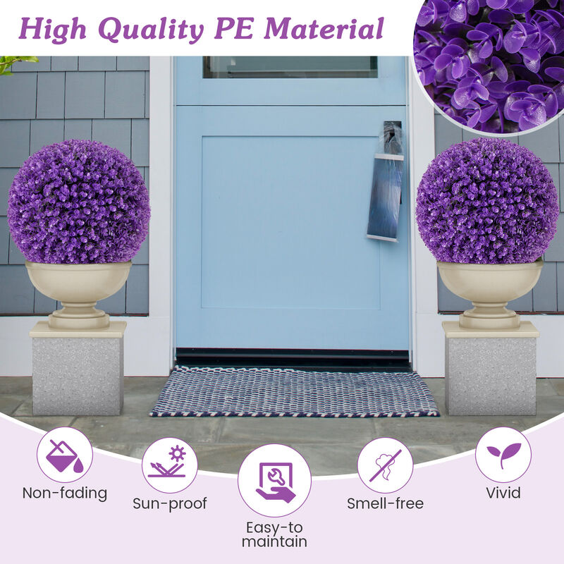 17.5" Faux Purple Eucalyptus Decorative Balls with 7-Layer Leaves for Backyard, Porch, Garden, and Wedding