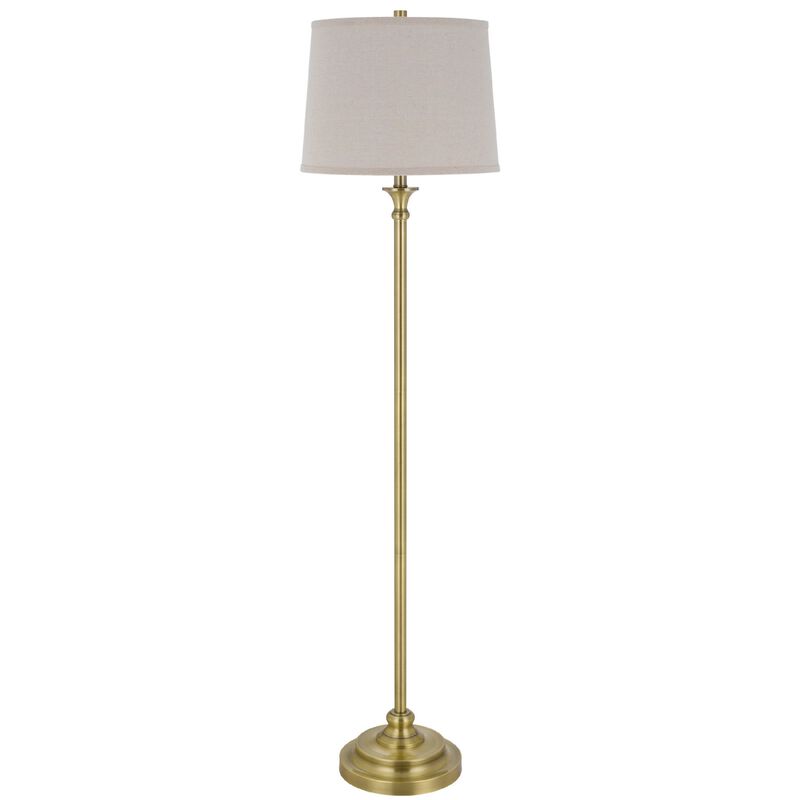 Floor Lamp with Light Gray Hardback Linen Shade, 61 Inch Antique Brass image number 0