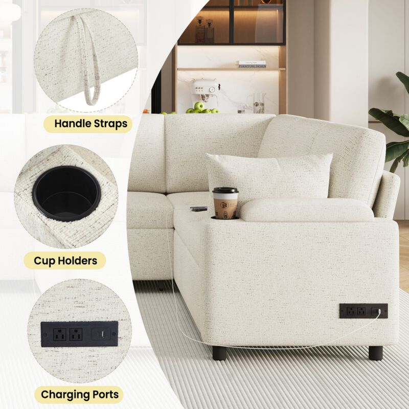 Zornug  Convertible L-Shaped Sectional Sofa Bed image number 4