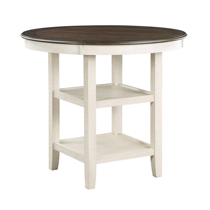 Brown and Antique White Finish 1pc Counter Height Table with 2x Display Shelves Transitional Style Furniture