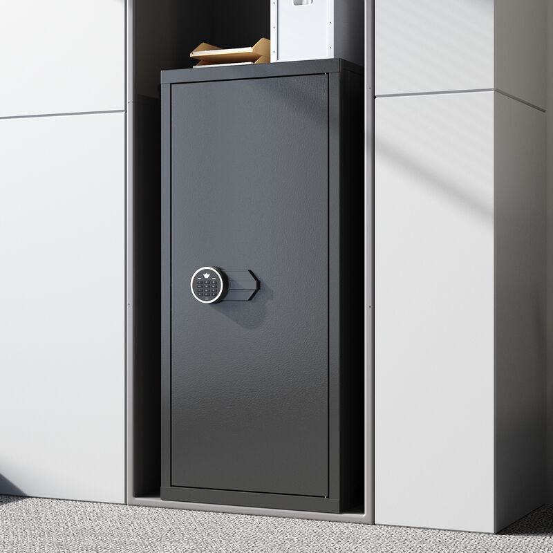 FUFU&GAGA Secure Gun Cabinet with 3-Point Locking Bolts, Key & Code Access, Adjustable Shelves & LED Light, (17.8 in. W x 15.8 in. D x 39.4 in. H), Black