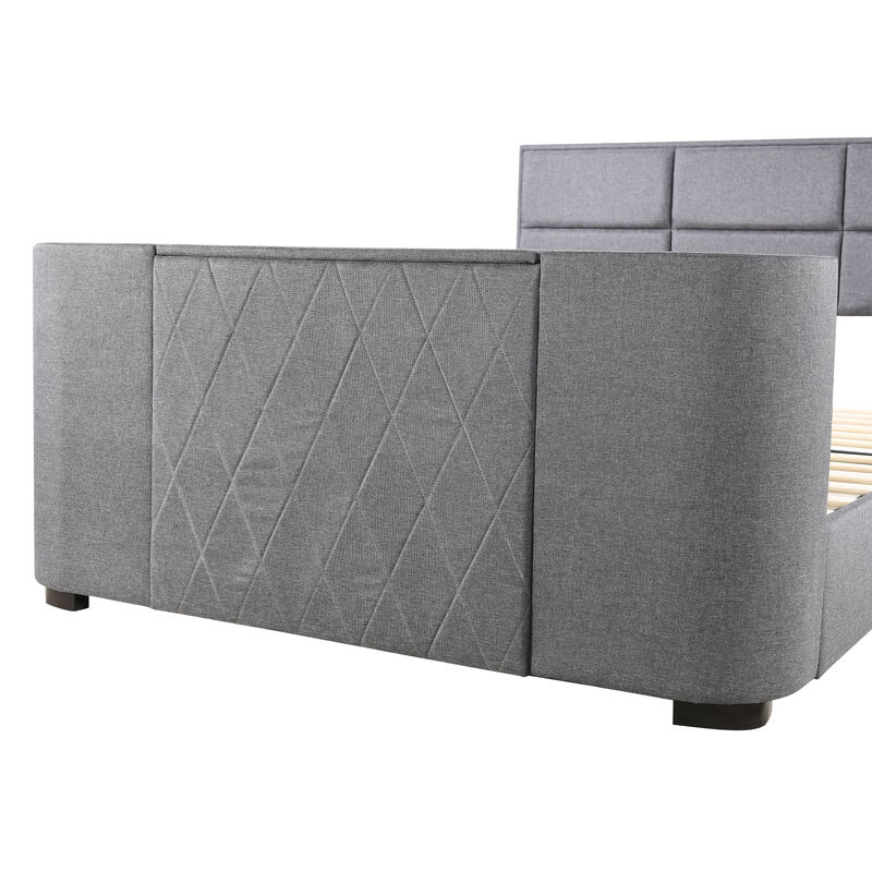 Merax Contemporary Upholstery TV Platform Bed Frame