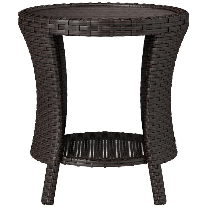 Hivvago 2-Tier Outdoor Wicker End Table