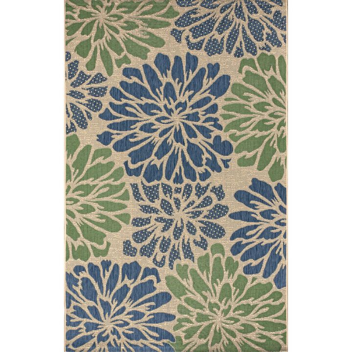 Zinnia Modern Floral Textured Weave Indoor/Outdoor Area Rug