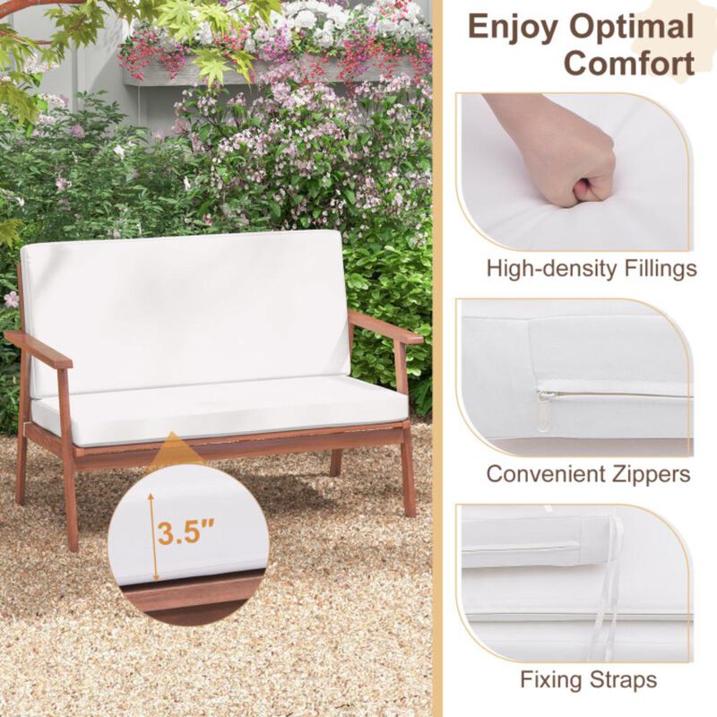 Hivvago 4 Piece Outdoor Acacia Wood Conversation Set with Soft Seat and Back Cushions