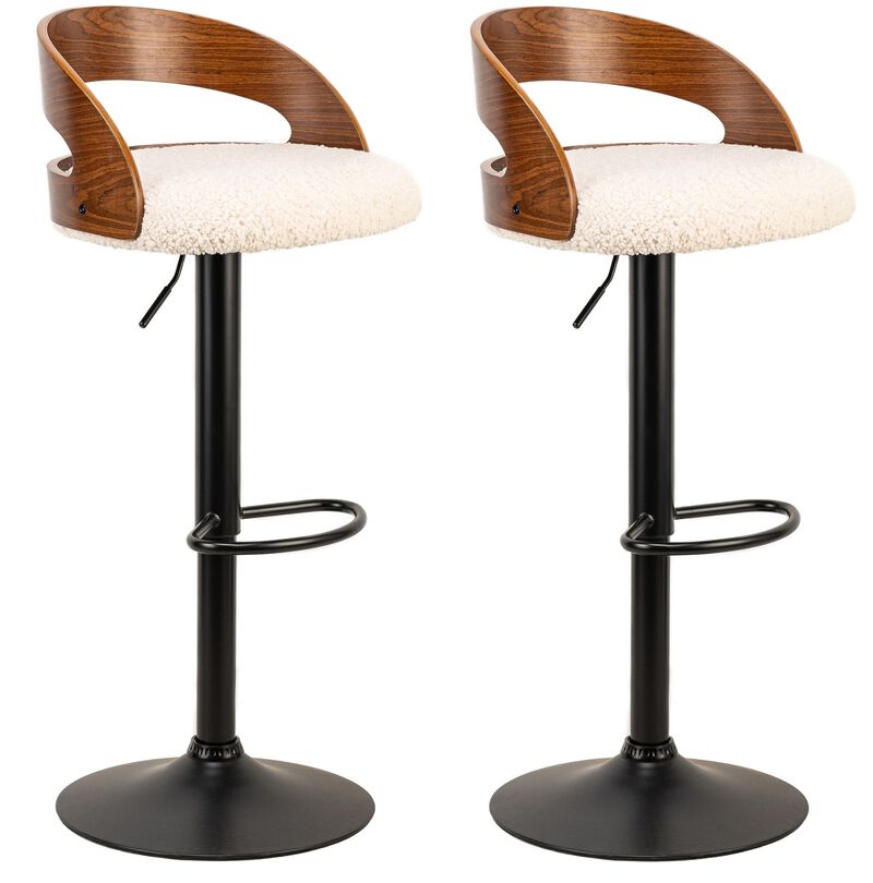 VICTORIA Set of 2 Wood and Leather Bar Stools