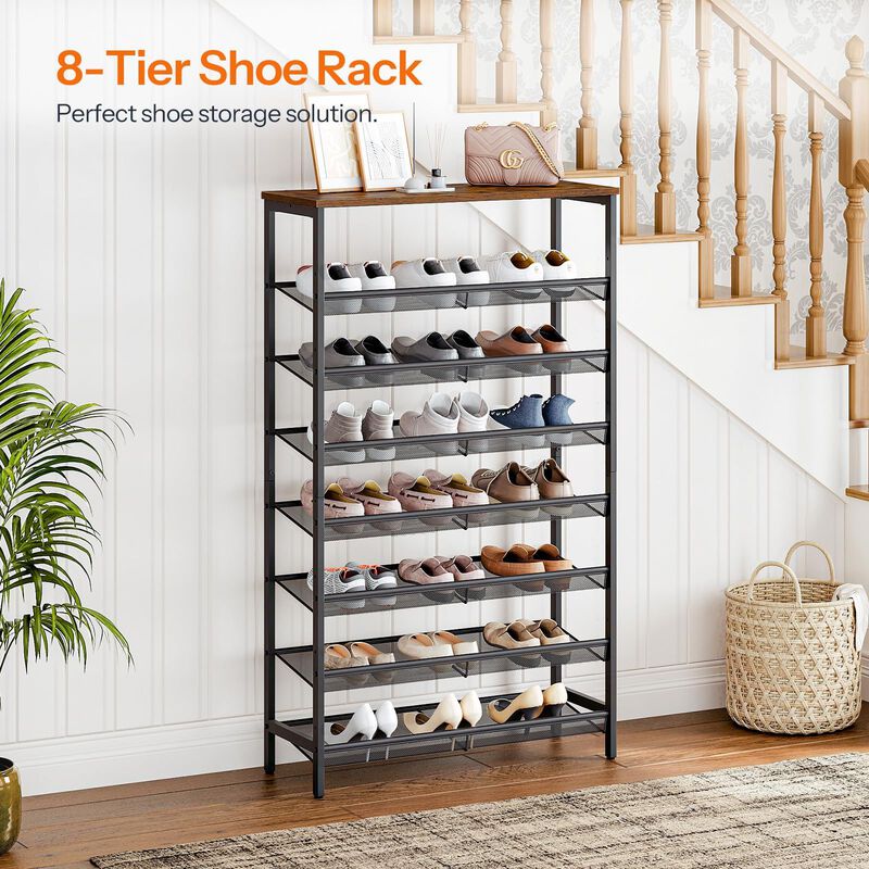 Wooden 8-Tier Shoe Rack, Large Capacity Shoe Organizer image number 4