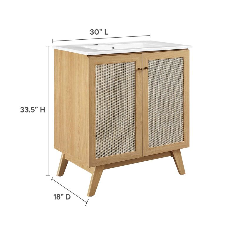Modway Soma Bathroom Vanity, 30 Inch Single, Oak White image number 2
