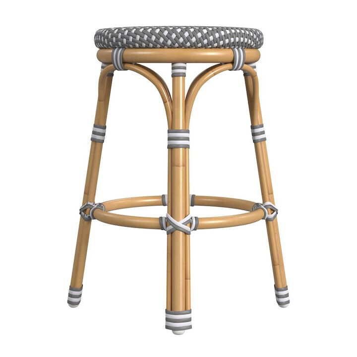 Butler Specialty 24 in. Seat Height Outdoor Rattan and Metal Backless Counter Stool