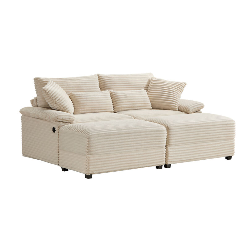 Merax Double Chaise Lounge Set with Reversible Storage Ottoman