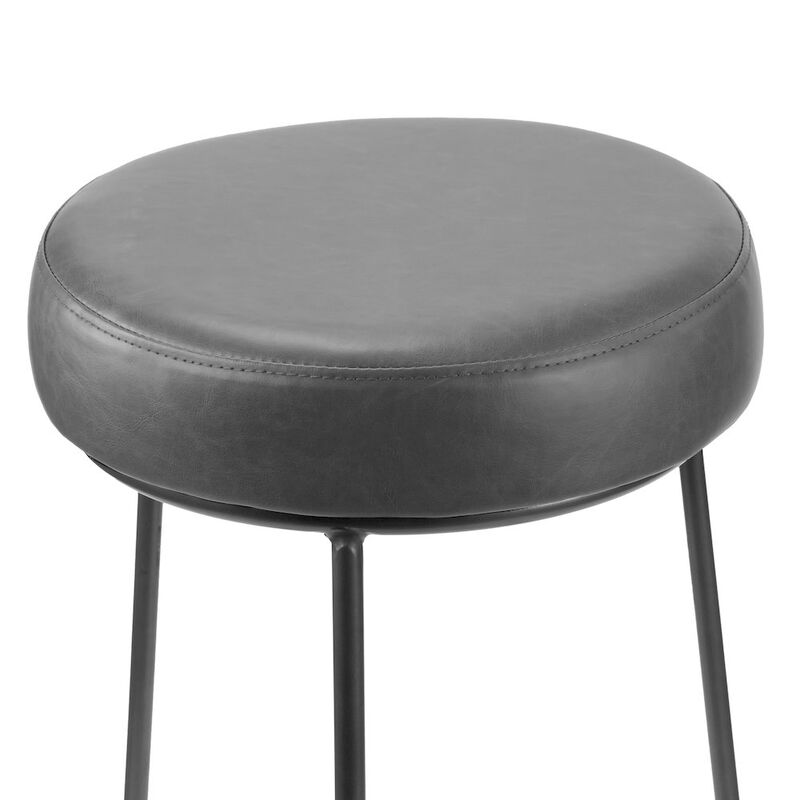 Glamour Home Set of 2 Amie Gray Backless Counter Stool with Gunmetal Gray Frame